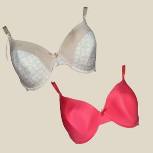 Two Delta Burke Underwire Bras Pink/Nude Size 38D